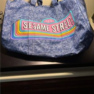 Duffel Bag Denim Retro Rainbow 123 Sign Sesame Street Place - Cool, Used 25"